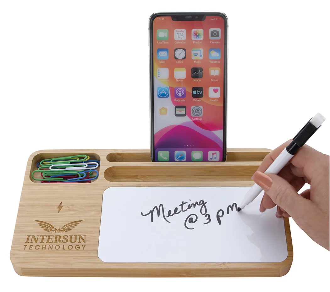 Bamboo 10W Wireless Charging Base with Dry Erase Board